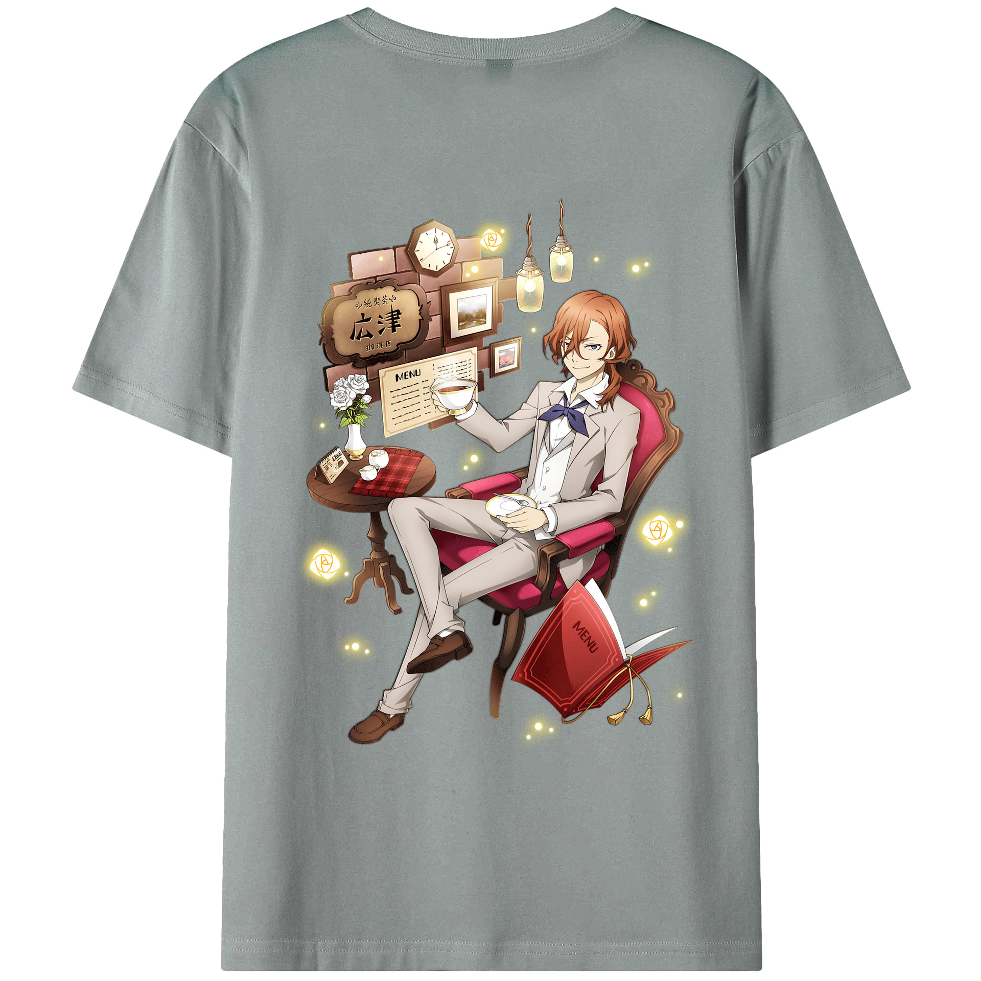 （画像用） 文豪ストレイドッグス Bungo Stray Dogs 綿100％ メンズ半袖Tシャツ（バックプリント） 通気性